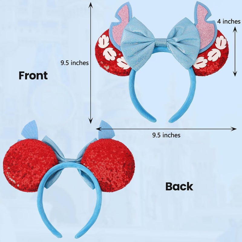ETLUK Mouse Ears Headband, Mouse Ears for Women Girls, Sequin Bow Headbands Cosplay Accessories Party Decorations (ST Red) - Image 4